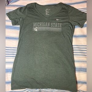 Green Michigan State V-Neck T-shirt